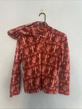 Wrangler Rust Red Cactus Print Hooded Fleece